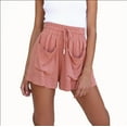thumbnail image 1 of New Women's Summer Casual Drawstring Mid Waist Loose Wide Leg Shorts, 1 of 4