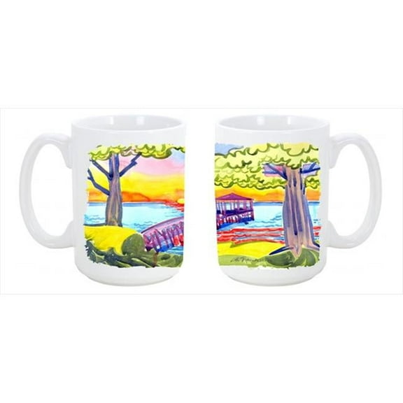 Dock at the pier Dishwasher Safe Microwavable Ceramic Coffee Mug 15 oz.