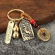 thumbnail image 1 of LLavero de Metal Fengshui de cinco emperadores de calabaza de latón del zodiaco, colgante de Dios guardián de ocho, regalo de pareja, 1 of 4