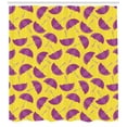 thumbnail image 3 of Umbrella Shower Curtain, Bicolor Style Pattern with Autumn Accessories Rain Season Print, Fabric Bathroom Set with Hooks, 69W X 84L Inches Extra Long, Pastel Yellow and Purple, by Ambesonne, 3 of 3