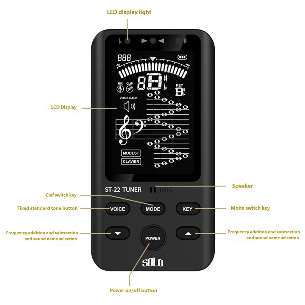 Professional Brass Instrument Tuner Accurate Pitches Rechargeable Metronome Tone Generator Tuners Enduring