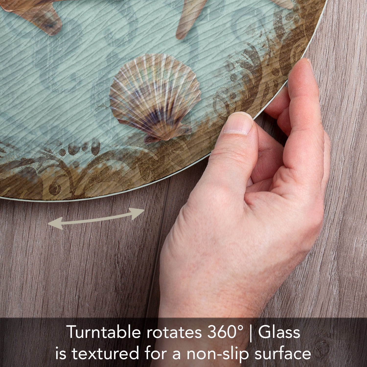 13 CounterArt Coastal Charm Glass Lazy Susan Serving Plate 