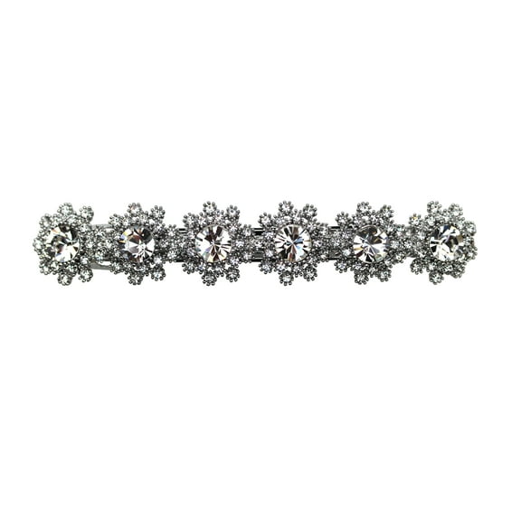 Faship Clear Premium Rhinestone Crystal Floral Small Hair Barrette Clip
