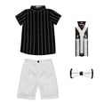 thumbnail image 2 of LYMAYTER Baby Boys Formal Suit Short Shirt Bowtie Suspender Shorts Summer Beach Wedding Graduation Outfit‌, 2 of 8