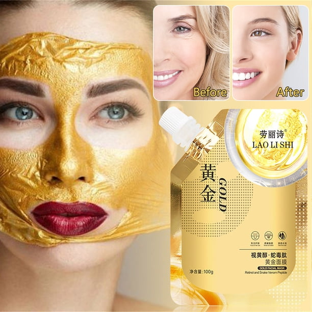 Puntoco Mascarilla facial Gold Learing que limpia y reafirma los poros, elimina el tono amarillento y los puntos negros, aplica la mascarilla facial, mascarilla facial blanqueadora suave, 100 g