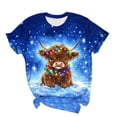 thumbnail image 7 of Axdhxbd Womens Christmas Shirt Cute Highland Cow Graphic Tees Xmas Short Sleeve Crew Neck Tshirts Plus Size Holiday Tops S-5XL, 7 of 7