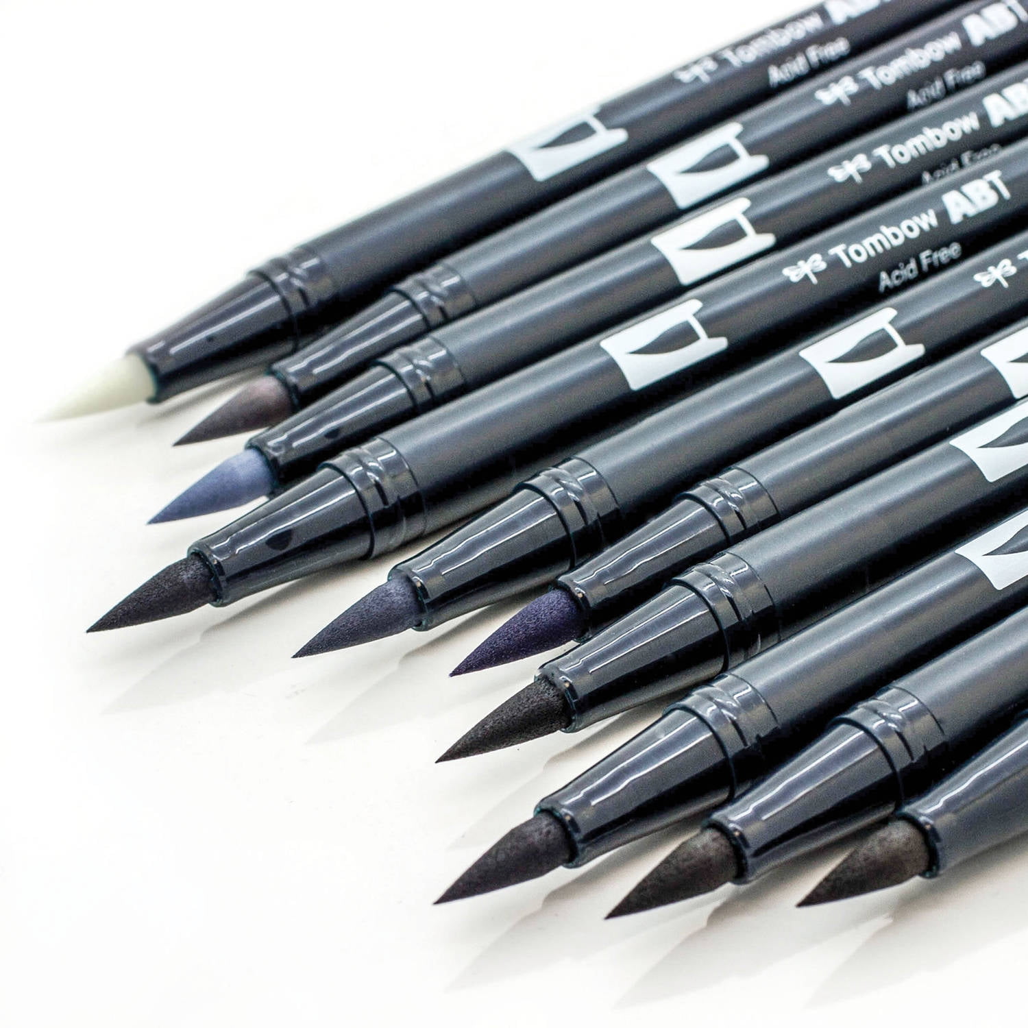 Tombow 56171 Dual Brush Pen Art Markers, Grayscale, 10-Pack