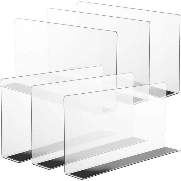 ABCISI 6pcs Acrylic Shelf Dividers, L-Shaped Clear Magnetic Shelf Divider Organizer for Closet, Kitchen, Bathroom Books, Handbags and Clothing Storage Organizing 12cm High