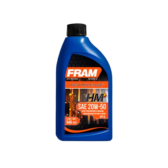 Aceite De Motor Fram Alto Kilometraje 20W50 946 Mililitros