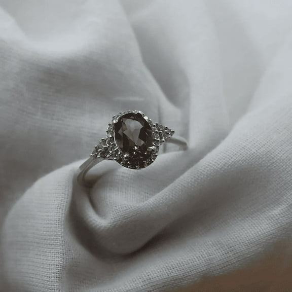 Oval Cut Natural Smoky Quartz Ring in 925 Sterling Silver - Christmas Gifts