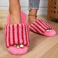 thumbnail image 6 of Xfvqtps Womens Stripe Slippers Open Toe Soft Sole House Shoes Indoor Warm Fall Winter Slip on Cozy Cute Slides, 6 of 8