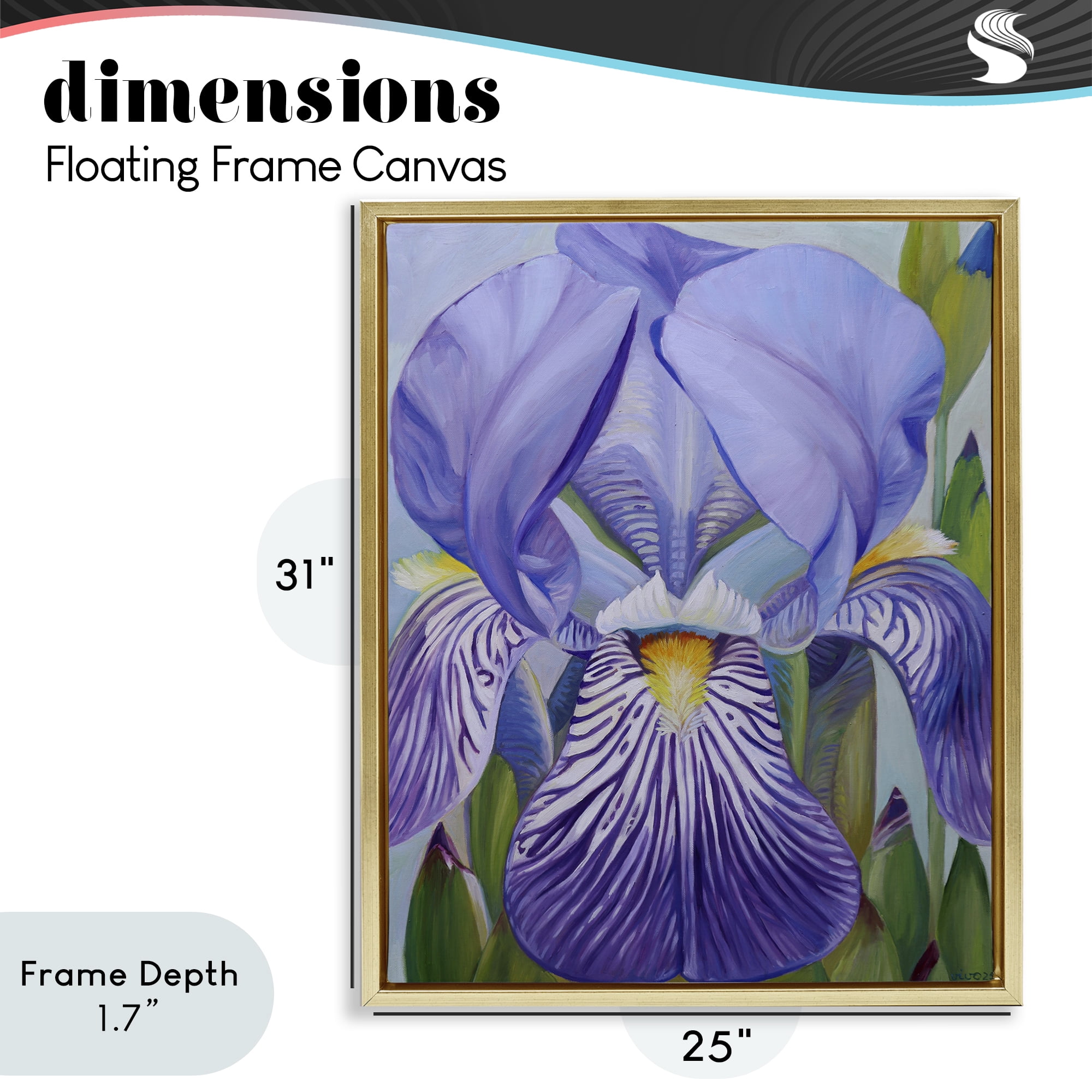 Stupell Industries Blooming Purple Iris Petals Gold Framed Floater Canvas Wall Art, design by Violeta Vollmer