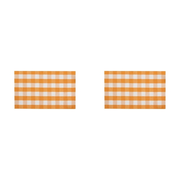 Hand Woven Yellow White Plaid Doormat for Front Door, Cotton Blend Layered Entryway Rug, Washable Porch Mat for Farmhouse Home Decor, Indoor Outdoor Floor Cover 2 Pcs