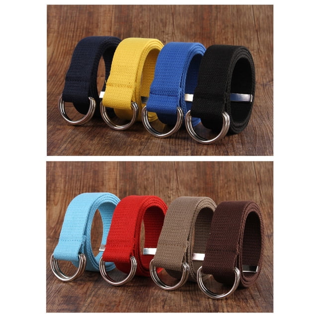 Canvas Metal Waist Belt Replacement Easy Matching Unfading Exquisite Easy Matching Anti-rust Dual Ring Adjustable Jeans Shorts Belts Coffee