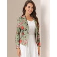 thumbnail image 2 of DARING DIVA Women's Elegant Notched Lapel Floral Print Blazer L Dusty Green-Floral, 2 of 5
