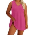 thumbnail image 2 of Asxite Plus Size Summer Dresses for Women Casual Solid Loose V Neck Sleeveless Midi Sundress, 2 of 5