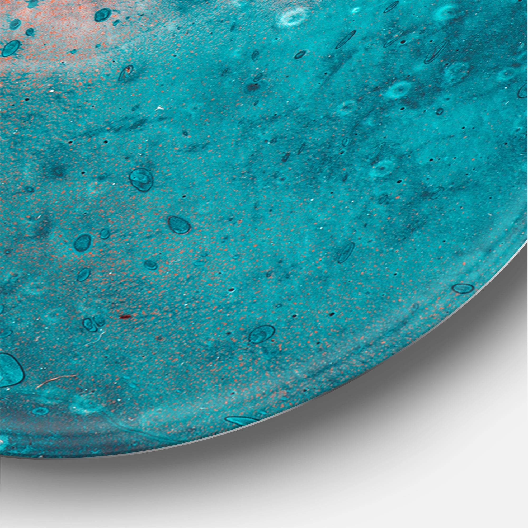 Designart 'Abstract Marble Composition In Orange and Blue VI' Modern Circle Metal Wall Art 29x29 - Disc of 29