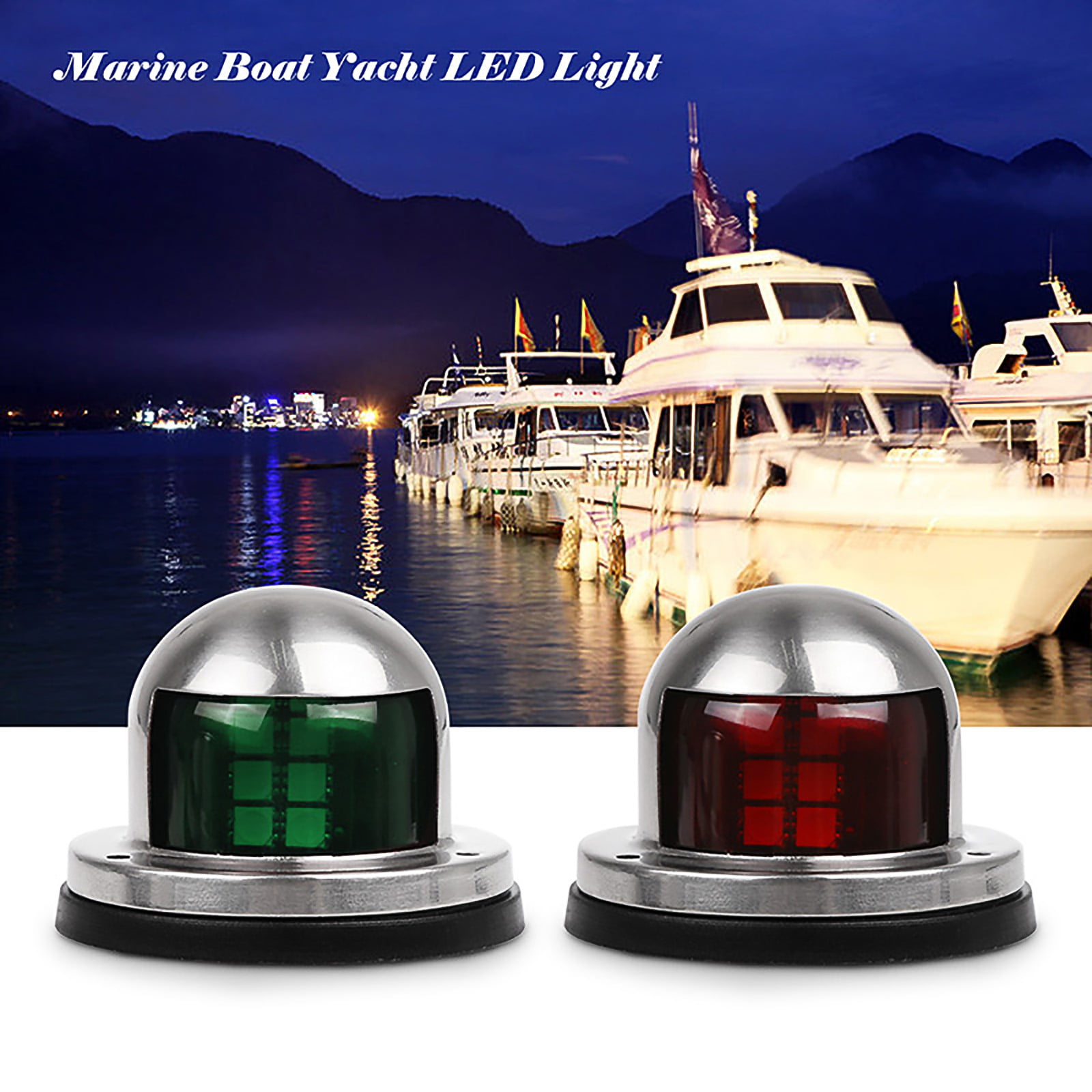 Suitable for fishing boats - LED navigation lights 12 volt waterproof red and green yachts Stainless steel marine LED navigation lights Niciksty A pair of LED navigation lights