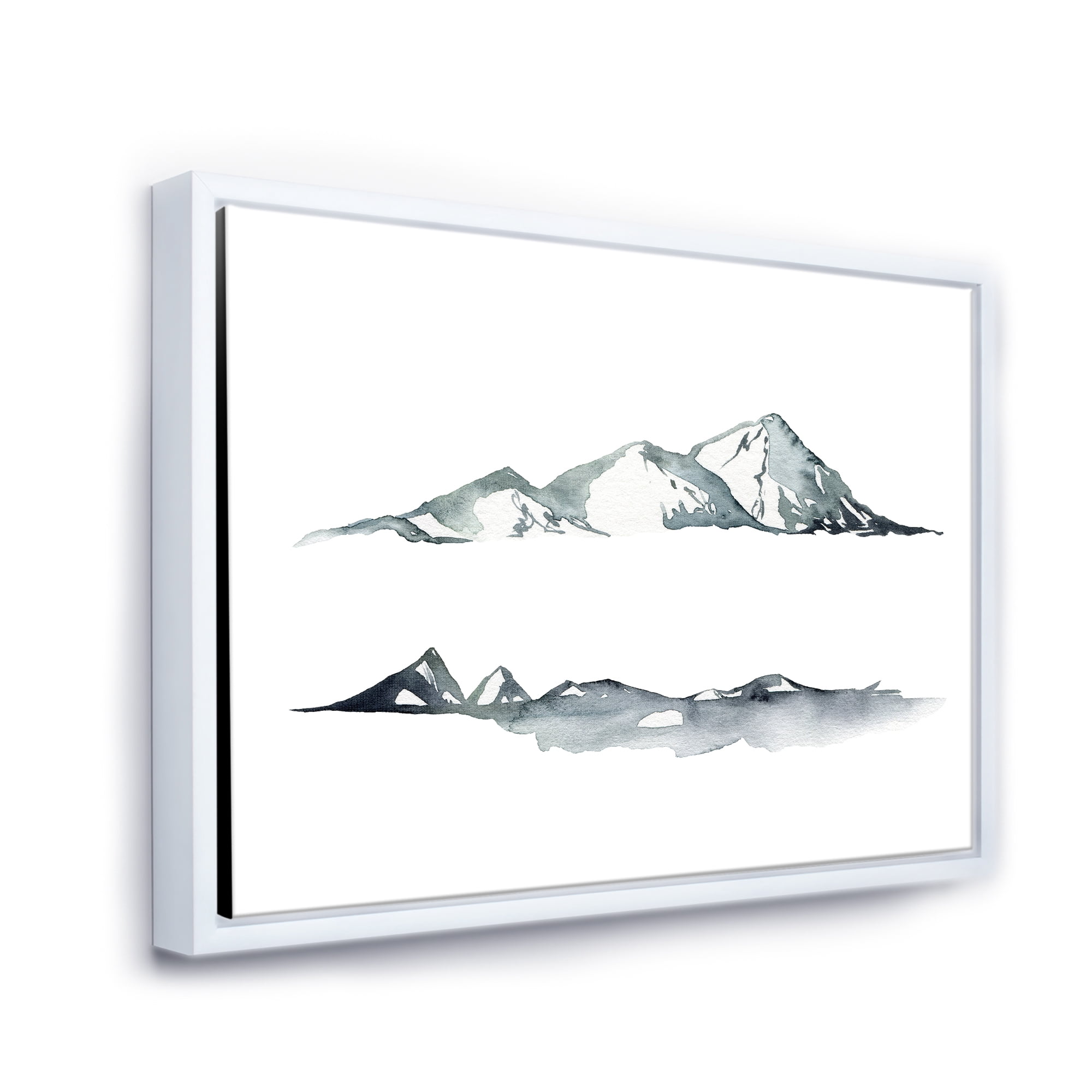 Designart 'Minimalistic Dark Blue Mountains Landscape' Modern Framed Canvas Wall Art Print