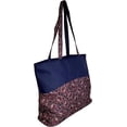 thumbnail image 2 of Custom Personalized Fashion Print Zipper Top Tote Bag Navy Burgundy Cats - Embroidered Name, 2 of 4