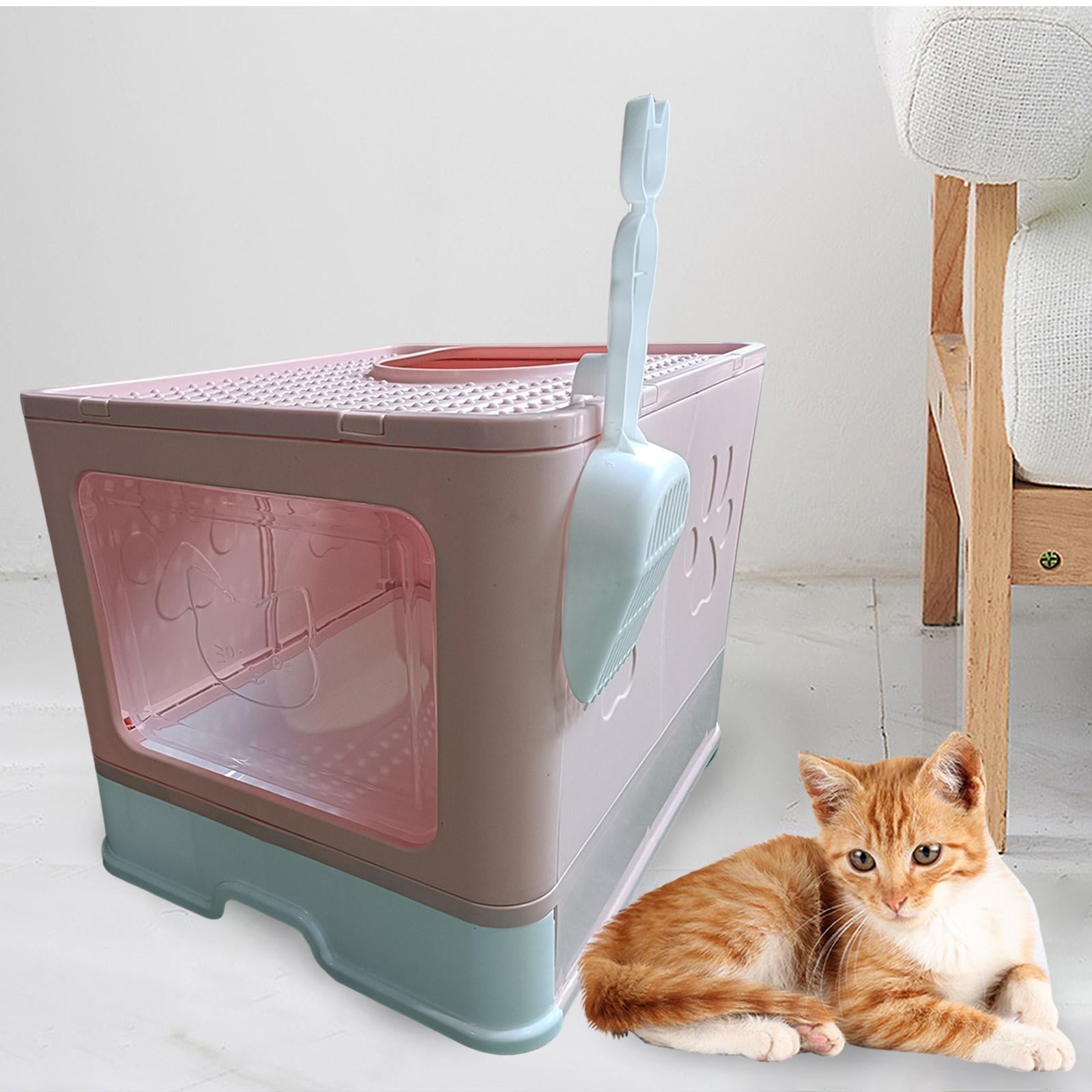 Bvdfgk Hooded Cat Litter Box with Lid, Indoor Cats Litter Box Enclosed Cat Toilet with Pink
