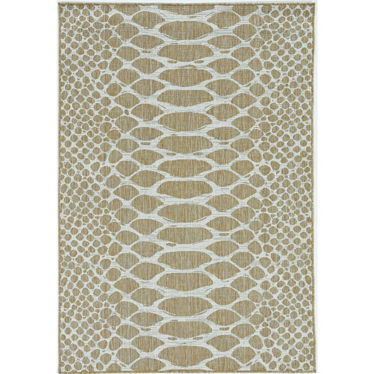 3'X4' Ivory Machine Woven Uv Treated Snake Print Indoor Outdoor Accent Rug 3'X4' Ivory Machine Woven Uv Treated Snake Print Indoor Outdoor Accent Rug