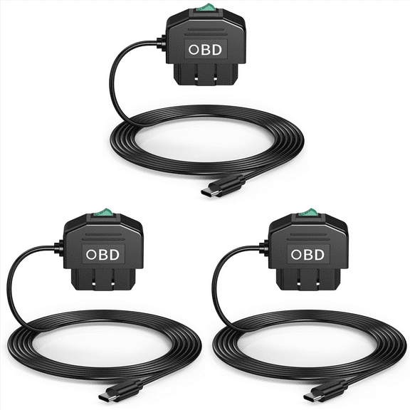 3X Dash Cam OBD Hardwire Kit, Camera USB Type C Kit with Power Cable for Dashcam 12-24V to 5V/3A