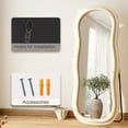 thumbnail image 4 of Easy4Home 63"x24" Arched Full Length Mirror with Wavy Flannel Frame Freestanding Decorative Round Edge Floor Mirror, White, 4 of 7