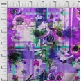 thumbnail image 2 of oneOone Viscose Chiffon Purple Fabric Check & Flower Watercolor Quilting Supplies Print Sewing Fabric By The Yard 42 Inch Wide, 2 of 4