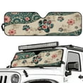 thumbnail image 2 of Uorisanigo Windshield Sun Shade, Dog Paws Mandala Floral Car Sunshade Jeep Wrangler TJ JK JKU Sport Sahara Rubicon 2 Door & 4 Door, UV Rays Blocker Sun Visor Shade Keep Vehicle Cool, 2 of 7