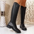 thumbnail image 2 of Taqqpue Women's Knee High Boots Plus Size Back Zip Slip On Low Heel Comfortable Casual Long Boots for Women Size 5.5-12 Fashion Dress Shoes Fall Winter Riding Footwear Casual Walking, 2 of 10
