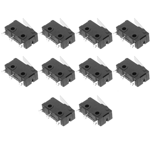 Shisuyan 10pcs AC 125V 5 Amp SPDT 1NO 1NC Short Straight Hinge Lever Mini Micro Switch