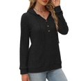 thumbnail image 2 of Hoodies Long Sleeve V-Neck Casual Sweatshirts Fall Outfits Pullover Winter Clothes Black XL, 2 of 6