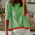 thumbnail image 4 of BLVB Womens Lightweight Sweaters Long Sleeve Crew Neck Color Block Striped Casual Knitted Pullover Tops Fall Clothing, 4 of 4