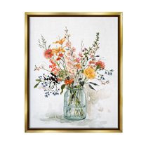 Stupell Industries Warm Summer Meadow Floral Bouquet Still Life Painting Metallic Gold Framed Floating Canvas Wall Art, 24x30, by Carol Robinson