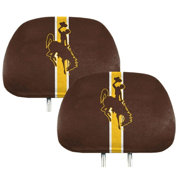 University of Wyoming Cowboys Premium Pair of Auto Head Rest Covers, Full Color Printed, Elastic, 10x14 Inch