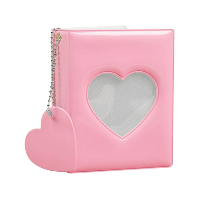 3 Inch Pocket Photo Album with Heart Hollow Design, Pvc Photocard Holder Book for Bank Cards Tickets, Multipurpose Card Organizer Gift, Photo Album X1