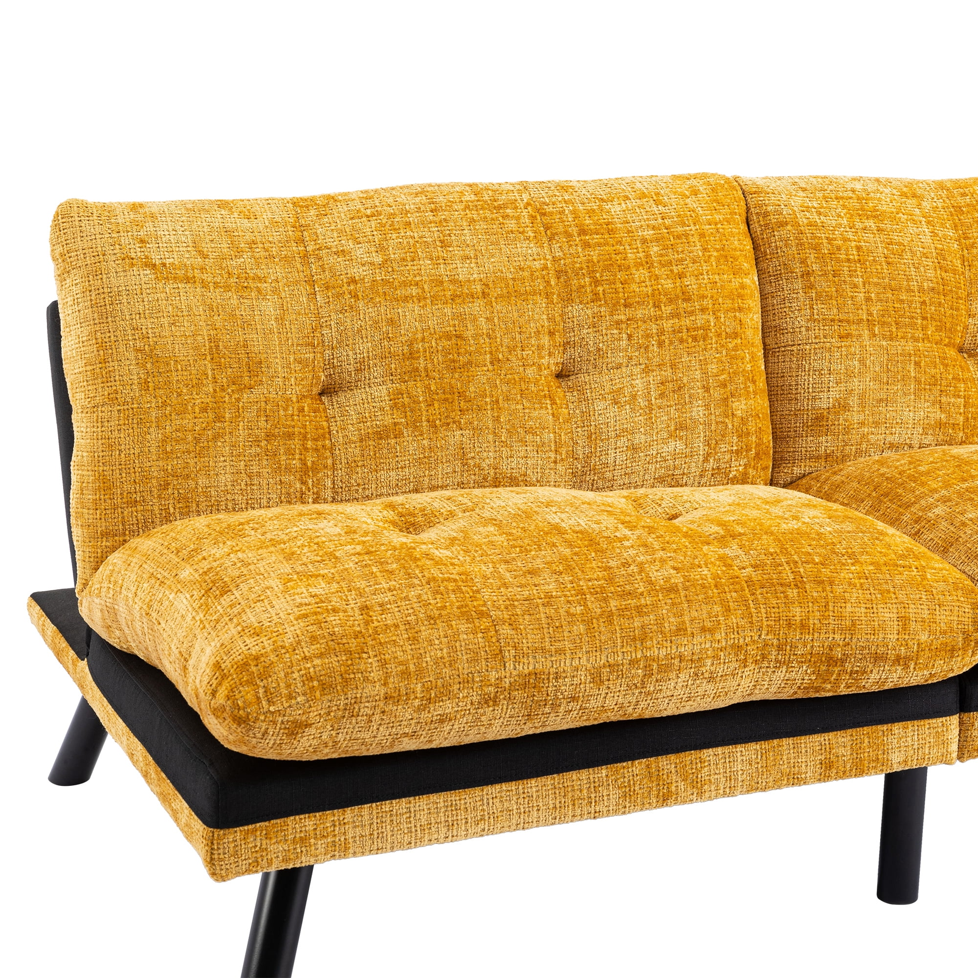 Kadyn Convertible Sofa Bed, Loveseat Futon Bed with Metal Legs, Adjustable Lounge Couch for Compact Living Space Chenille, Yellow Kadyn Convertible Sofa Bed, Loveseat Futon Bed with Metal Legs, Adjustable Lounge Couch for Compact Living Space Chenille, Yellow