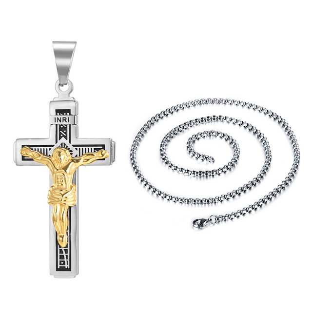 Qarigey Collar con colgante de acero metálico, cadena de cuello Vintage, joyería de oración de fe, regalo para hombres, mujeres y niños Ropa, zapatos y accesorios Miscelánea Blanco Dorado