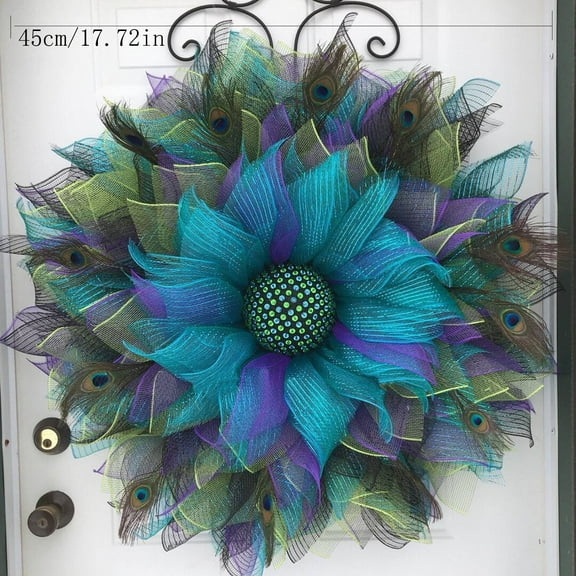 Peacocks Wreath Home Decoration Holiday Decoration Wreath Rattan For Halloween Thanksgiving Christmas(Purple)#1017