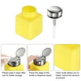thumbnail image 5 of 10pcs Solvent Alcohol Dispenser 120ml(4oz) Nail Polish Remover Push Down Liquid Dispenser Pump Bottle with Stainless Steel Press Head for Acetone Cleanser Polish Remover, Yellow, 5 of 6