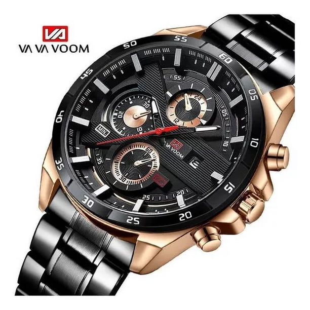 Relojes De Calendario Impermeables Va Va Voom De Cuarzo Color Del Fondo Rose Black