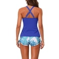 thumbnail image 3 of INSPIRE CHIC Women's Criss Cross Strappy Bikini Sets 2 Piece Pattern Drawstring Boyshorts Bottoms Swimwear Suits X-Large Blue, 3 of 5