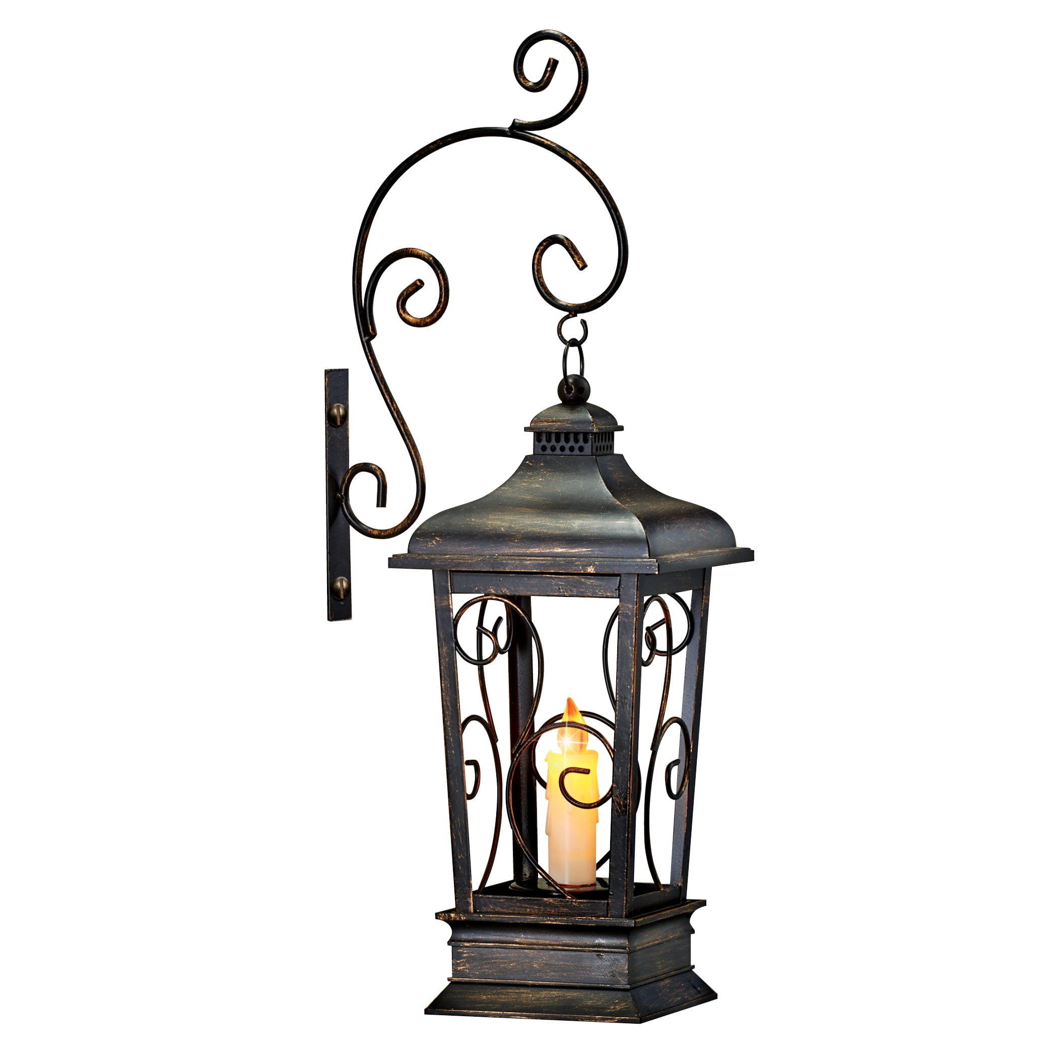 Solar Powered Traditional Coach Style Wall Lanterns Flickering LED