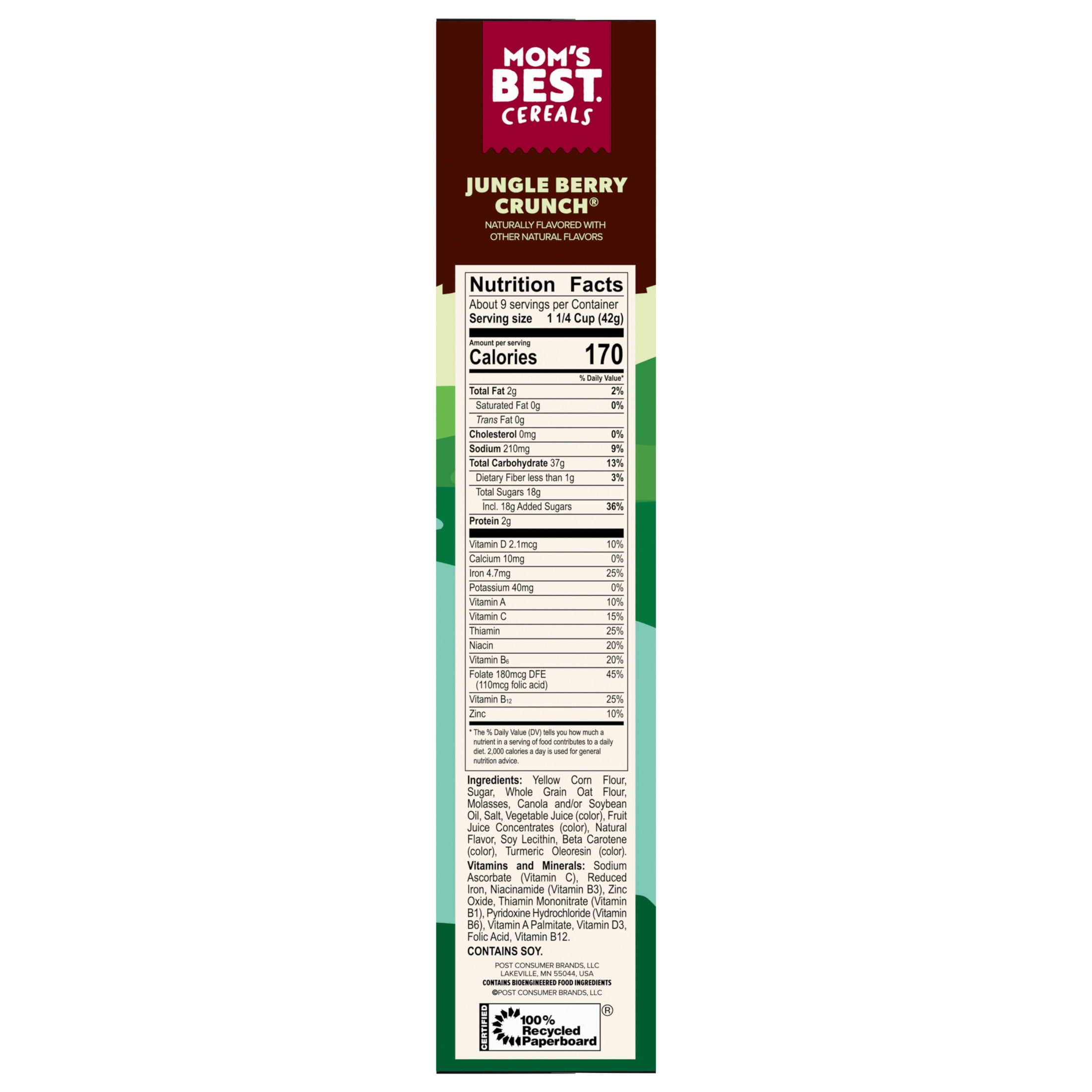 Mom's Best Jungle Berry Crunchy Breakfast Cereal, Kosher Cereal, 13 oz Box