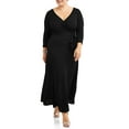 thumbnail image 2 of Ella Samani Plus Size Wrap Dress with ¾-Sleeves, 2 of 3
