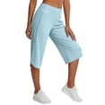 thumbnail image 6 of Nestiefly Womens Capri Pants with Pockets Straight Leg Yoga Capris Leggings Mid-Calf Capris Workout Summer Blue S, 6 of 7