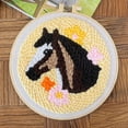 thumbnail image 4 of Handmade Animal Embroidery Kit–Punch Needle Embroidery Diy Craft Set for Beginners Includes Yarn Hoop Needle & Pattern (Sheep & Horse Designs) Fun & Relaxing Handicraft, 4 of 5