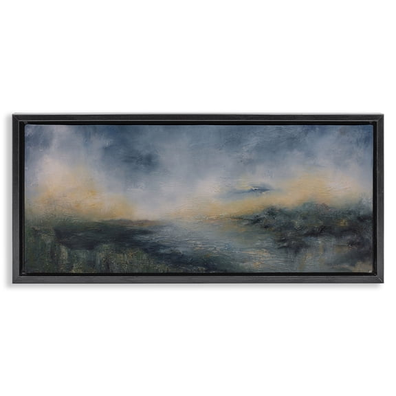 Stupell Industries Modern Fame Islands Abstraction Black Floating Frame Canvas Art, 25 x 11, by Lydia Orange