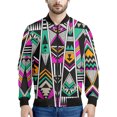 thumbnail image 3 of Chaquetas de bombardero con estampado azteca 3D para hombre, chaqueta de vuelo con cuello alto y cremallera, ropa de calle informal unisex de estilo Harajuku, abrigo, tops, ropa, 3 of 5